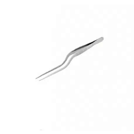 Pastry Chef's Boutique 1699 Offset Culinary Tweezers - Stainless Steel - 6.3'' Chef's Plating Tools