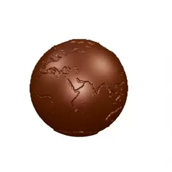 Chocolate World CW1648 Polycarbonate Globe with Map Sphere Chocolate Mold - Ø50 mm - 50 x 50 x 25 mm - 38gr - 2x4 Cavity - Do...