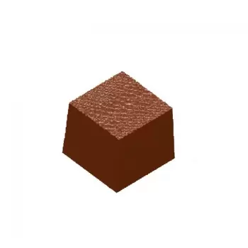 Chocolate World CW1675 Polycarbonate Cube with Leather Texture Chocolate Mold - 22.5 x 22.5 x 20 mm - 12gr - 4x8 Cavity - 275...