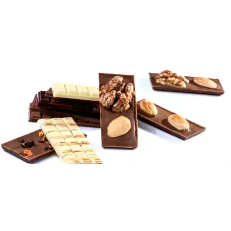 Martellato MA2007 Polycarbonate Chocolate Mold - Chocolate Mini Bars - 12 pcs 74x33 h5mm -13 gr approx Bars & Napolitains Molds