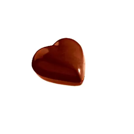 Chocolate World CW2383 Polycarbonate Glossy Heart Chocolate Mold - 33 x 33 x 11 mm - 7.5 gr - 4x6 Cavity - 275x135x24mm Valen...