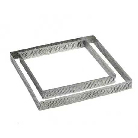 Pavoni XF151520 Microperforated Stainless Steel Square Tart Ring Height: 3/4'', 6''x6'' Square Tarts Rings