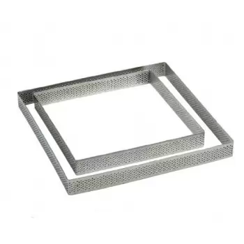 Pavoni XF191920 Microperforated Stainless Steel Square Tart Ring Height: 3/4'', 7.6''x7.6'' Square Tarts Rings