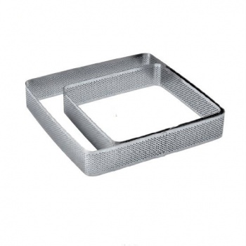 Pavoni XF05 Microperforated Stainless Steel Square Tart Ring Rounded Corners 15 x15 cm - 3.5cm H Square Tarts Rings