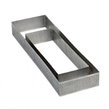 Pavoni XF299035 Microperforated Stainless Steel Rectangular Tart Ring Height: 1.4'', 3.6''x11.6'' Rectangle Tart Rings