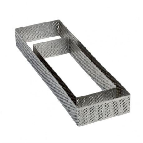 Pavoni Microperforated Stainless Steel Rectangular Tart Ring Height 1.4 3.6x11.6