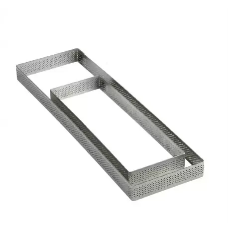 Pavoni XF197020 Microperforated Stainless Steel Rectangular Tart Ring Height: 3/4'', 3.2''x7.6'' Rectangle Tart Rings