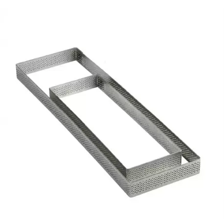 Pavoni XF299020 Microperforated Stainless Steel Rectangular Tart Ring Height: 3/4'', 3.6''x11.6'' Rectangle Tart Rings