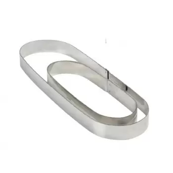 Pavoni XO186020 Stainless Steel Oval Tart Ring Height: 3/4'', 2.33''x7'' - Insert for the XFO197020 Oval Tart Rings