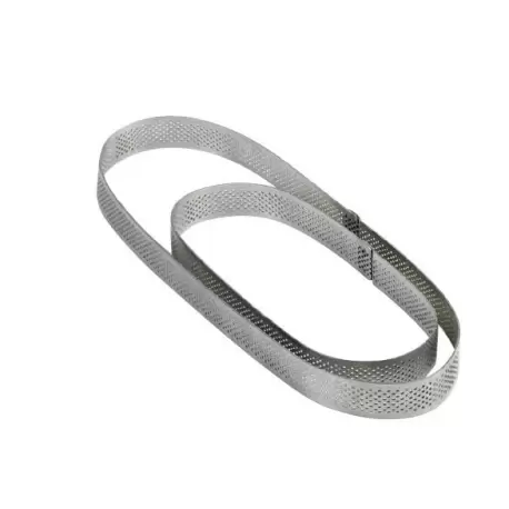 Pavoni XFO299020 Microperforated Stainless Steel Oval Tart Ring Height: 3/4'', 3.5''x11.5'' Oval Tart Rings Pavoni XFO299020 Microperforated Stainless Steel Oval Tart Ring Height: 3/4'', 3.5''x11.5'' Oval Tart Rings