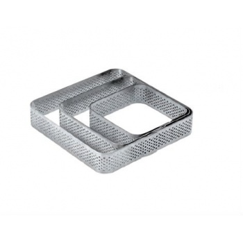 Pavoni XFO656520 Pavoni Microperforated Stainless Steel Tart Ring Square with Rounded Corners - 6.5x6.5 cm Finger & Individua...
