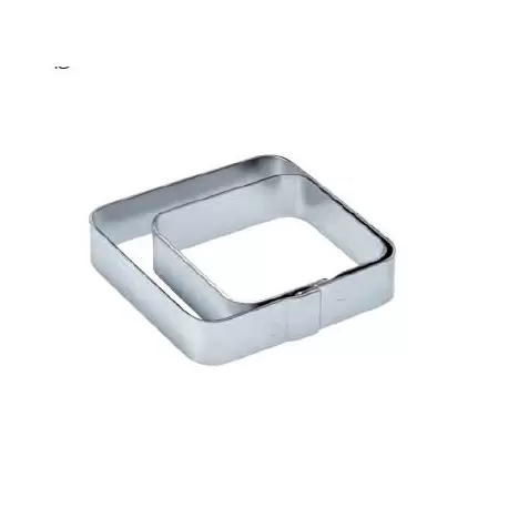 Pavoni X01 Pavoni Stainless Steel Tart Ring Square with Rounded Corners - 7x7 cm - 2 cm Height Finger & Individual Tart Rings