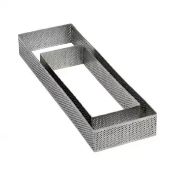 Pavoni XF197035 Microperforated Stainless Steel Rectangular Tart Ring Height: 1.4'', 3.6''x7.48'' Rectangle Tart Rings