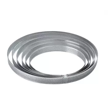 Pavoni XF1720 Microperforated Stainless Steel Round Tart Rings Height: 3/4'' Diam: 6.8'' Round Tart Ring