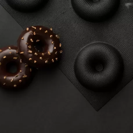 Sasa Demarle FP5587 Sasa Demarle FLEXIPAN Origine Donut Mold - Half Sheet Size - Ø 3.5''- Depth:1.18'' - 12.2'' x 17.3'' - 8 ...