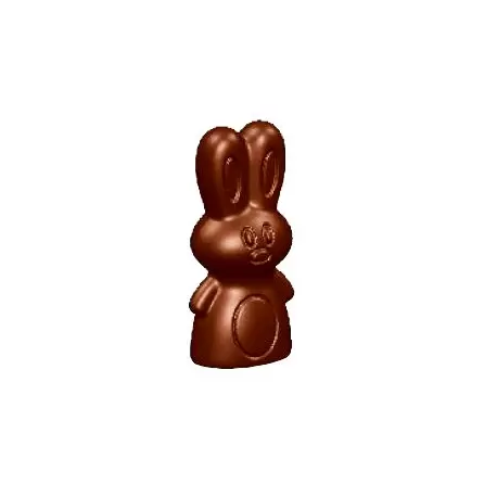 Chocolate World CW1644 Polycarbonate Modern Easter Rabbit Chocolate Mold - 55 x 25.5 x 10.5 mm - 8.5gr - 2x8 Cavity - Double ...
