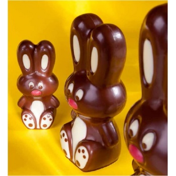 Chocolate World CW1644 Polycarbonate Modern Easter Rabbit Chocolate Mold - 55 x 25.5 x 10.5 mm - 8.5gr - 2x8 Cavity - Double ...