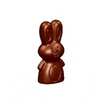 Polycarbonate Easter Bunny Rabbit Chocolate Mold - 99.5 x 45.5 x 19 mm - 49gr - 1x4 Cavity - Double Mold - 275x135x24mm
