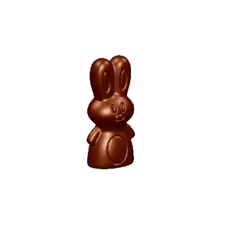 Polycarbonate Easter Bunny Rabbit Chocolate Mold - 99.5 x 45.5 x 19 mm - 49gr - 1x4 Cavity - Double Mold - 275x135x24mm