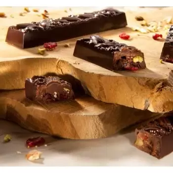 Polycarbonate Muesli Bars Almond Chocolate Mold- 116.5 x 22.5 x 15 mm - 37.7gr - 1x8 Cavity - 275x135x24mm