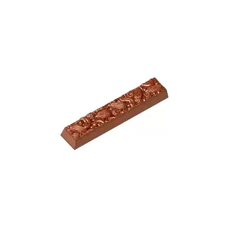 Chocolate World CW1872 Polycarbonate Muesli Bars Almond Chocolate Mold- 116.5 x 22.5 x 15 mm - 37.7gr - 1x8 Cavity - 275x135x...