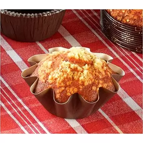Novacart PBA01 Brioche Floret Paper Baking Cups - Small Size - 1 3/4'' Base x 3'' Top x 1 1/4''High - 100 pcs Freestanding Ba... Novacart PBA01 Brioche Floret Paper Baking Cups - Small Size - 1 3/4'' Base x 3'' Top x 1 1/4''High - 100 pcs Freestanding Ba...