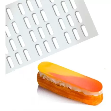 Martellato CHASIL27 Rubber Chocolate chablons - Oval Eclairs Chablons - 125 x 25 mm - 18 Indents Chocolate Chablons Mats Martellato CHASIL27 Rubber Chocolate chablons - Oval Eclairs Chablons - 125 x 25 mm - 18 Indents Chocolate Chablons Mats
