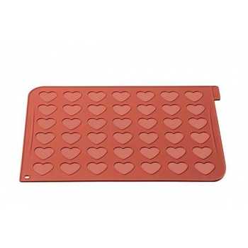 Silikomart Heart Macarons Silicone Mat - 300 x 400 x 1,5 mm - 42 Indents - Mac Size: 1.53''x1.37''