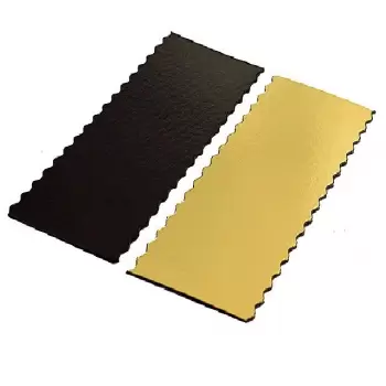 Pastry Chef's Boutique 15832 Wavy Base for log Gold - 29.5 x 10 cm - 11.6'' - 50pcs Cake Boards