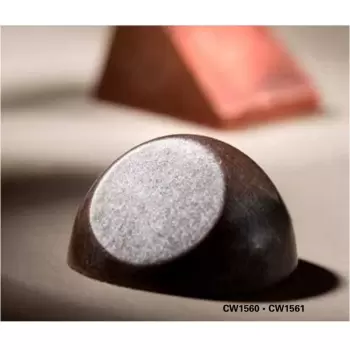 Polycarbonate Sphere with Flatside Chocolate Mold - 32 x 32 x 19.5 mm - 12.5gr - 3x7 Cavity - 275x135x24mm