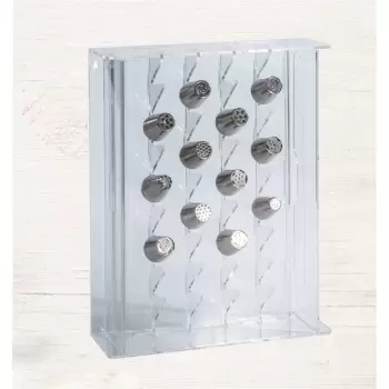 Martellato ESPOBO32 Large Plexiglass Pastry Tips Storage Display - Holds 32 Medium Or Large Tubes Couplers, Nails and Storage