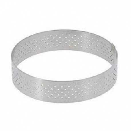 De Buyer 3099.04 De Buyer Stainless Steel Perforated Tart Ring - 3/4'' High Round Ø 4 1/8'' Finger & Individual Tart Rings