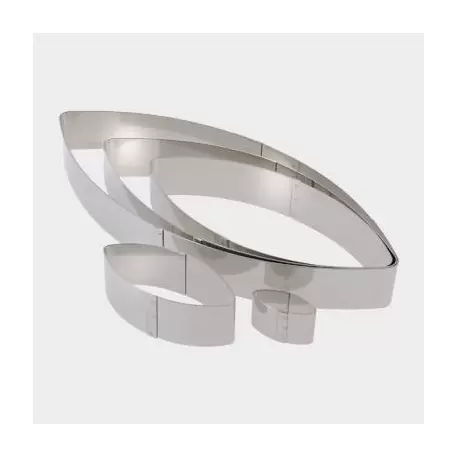 De Buyer 3076.22 De Buyer Stainless Steel Calisson Shaped Pastry Frame - 22 cmx10cmx4cm Shapped Cake Rings