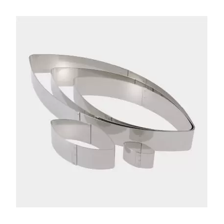 De Buyer 3076.11 De Buyer Stainless Steel Individual Pastry Frame "Calisson" shaped - 11cmx 5cm Shapped Cake Rings