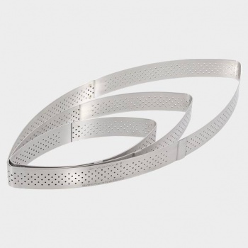 De Buyer Stainless Steel Preforated Tart Ring Calisson Shaped - 18cm x 7.8cm x 2cm