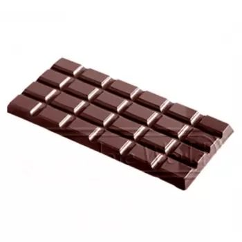 Chocolate World CW2162 Polycarbonate Break Apart Tablet Chocolate Mold - 155 x 77 x 9 mm - 108 gr - 1x3 Cavity - 275x175x24 m...