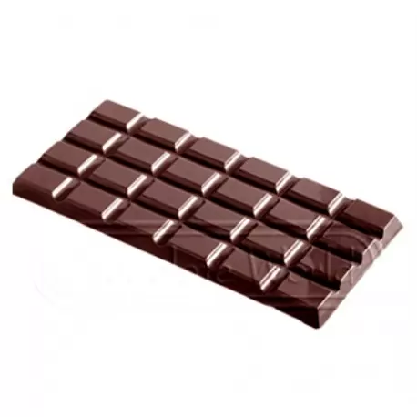 Chocolate World CW2162 Polycarbonate Break Apart Tablet Chocolate Mold - 155 x 77 x 9 mm - 108 gr - 1x3 Cavity - 275x175x24 m...
