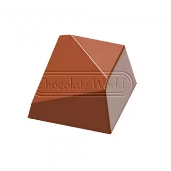 Chocolate World CW1799 Polycarbonate Square Diagonal w/ Indent Chocolate Mold - 27.5 x 27.5 x 17.2 mm - 12.5gr - 3x7 Cavity -...