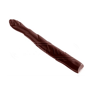 Chocolate World CW1195 Polycarbonate Asparagus Chocolate Mold - 162 x 19 x 9 mm - 25gr - 4x1 Cavity - Double Mold - 275x135x2...