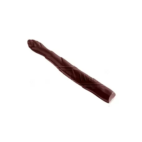 Chocolate World CW1195 Polycarbonate Asparagus Chocolate Mold - 162 x 19 x 9 mm - 25gr - 4x1 Cavity - Double Mold - 275x135x2...