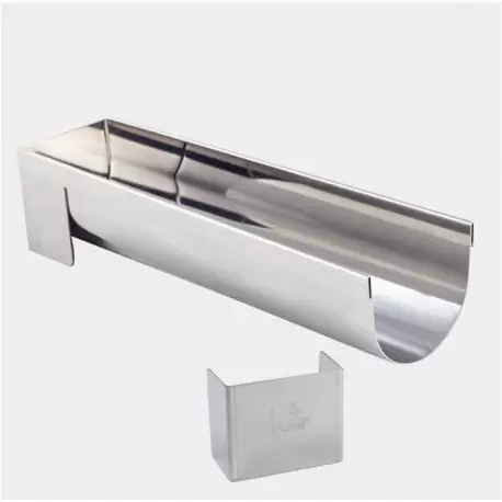 De Buyer 3206.04 De Buyer Stainless Steel Insert Log Mold with removable ends - Half Cylinder Insert - 30 x 4.4 x 4 cm Log Molds