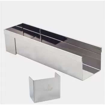 De Buyer 3205.30 De Buyer Stainless Steel Square Log Mold with removable ends - Square Bottom - 30 x 8 x 6.5 cm Log Molds