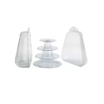 Pastry Chef's Boutique M12065 Small Clear Macarons Pyramid Holder - Holds 35-40 Macarons - Height: 20 cm - Base: Ø 18 cm - Pa...
