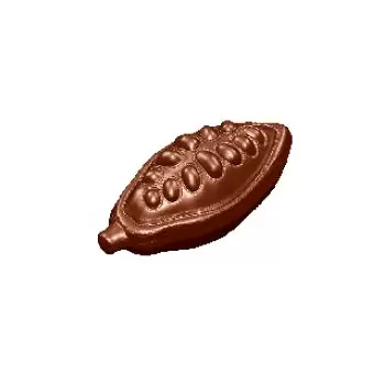 Chocolate World CW2397 Polycarbonate Open Cocoa Pod Bean Chocolate Mold - 49 x 24 x 24 mm - 6.5gr - 3x8 Cavity - Double Mold ...