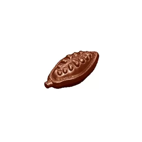 Chocolate World CW2397 Polycarbonate Open Cocoa Pod Bean Chocolate Mold - 49 x 24 x 24 mm - 6.5gr - 3x8 Cavity - Double Mold ...