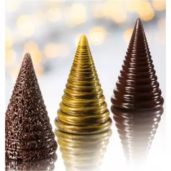 Martellato 20A3D01 Thermoformed Spiral Christmas Tree - Ø112 h180 mm - 300gr - 4 Molds - 2pcs Thermoformed Chocolate Molds