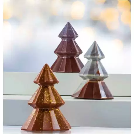 Martellato 20A3D02 Thermoformed Facetes Christmas Tree - Ø95 h120 mm - 300gr - 4 Molds - 4pcs Thermoformed Chocolate Molds