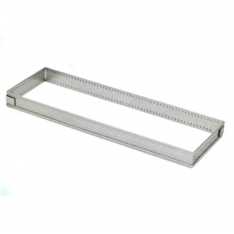 Pastry Chef's Boutique M6511 Stainless Steel Rectanglee Perforated Tart Ring 24 x 8 cm - 2 cm High Rectangle Tart Rings