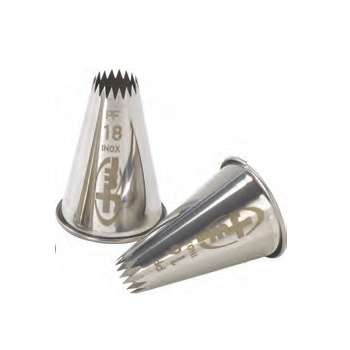 Pastry Chef's Boutique M02964 Stainless Steel Petit Fours French Star Pastry Tips - 18 Teeths Fine Open Star (Petits Fours) P...