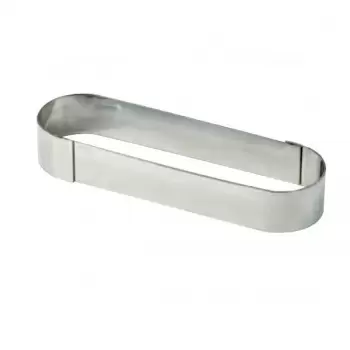 Pastry Chef's Boutique M7687 Stainless Steel Oval Tart Ring 13 x 4 cm - 2 High Finger & Individual Tart Rings